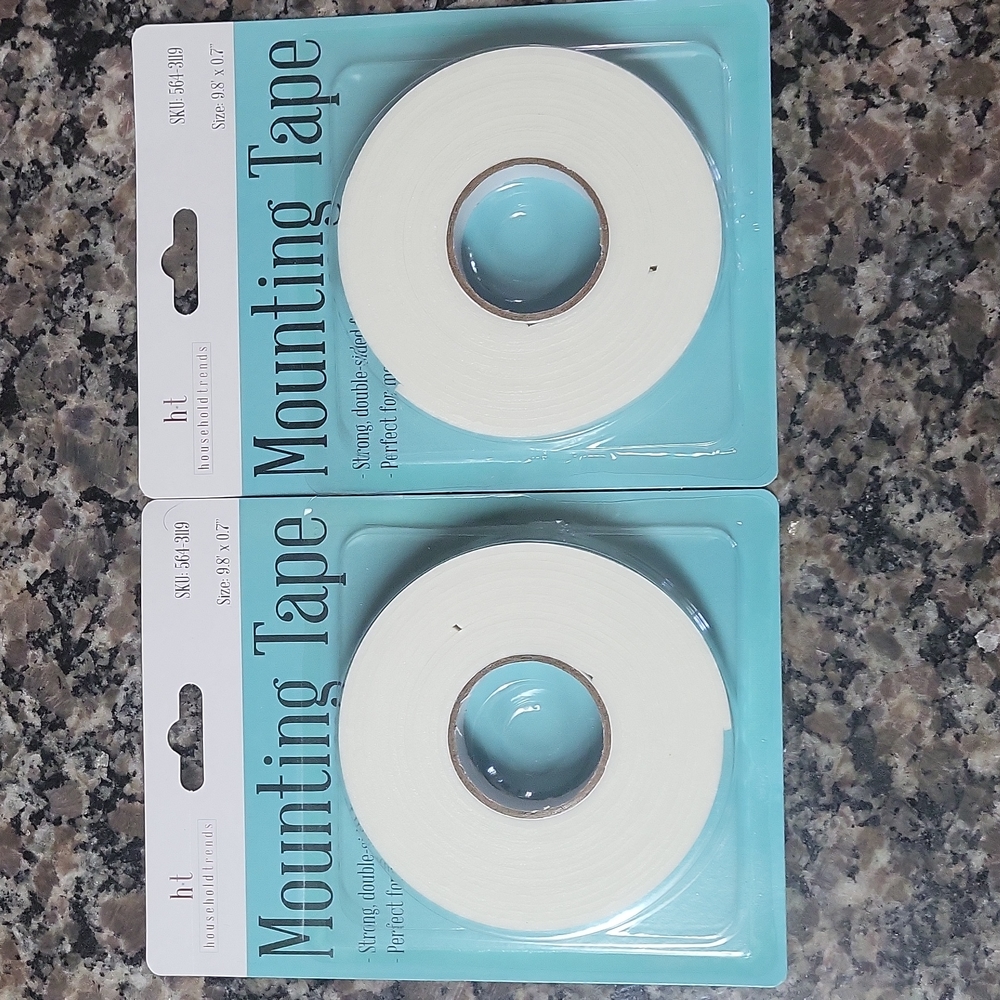 Household trends Mounting Tape lot of 2 size 9.8" x 0.7" white double sided new